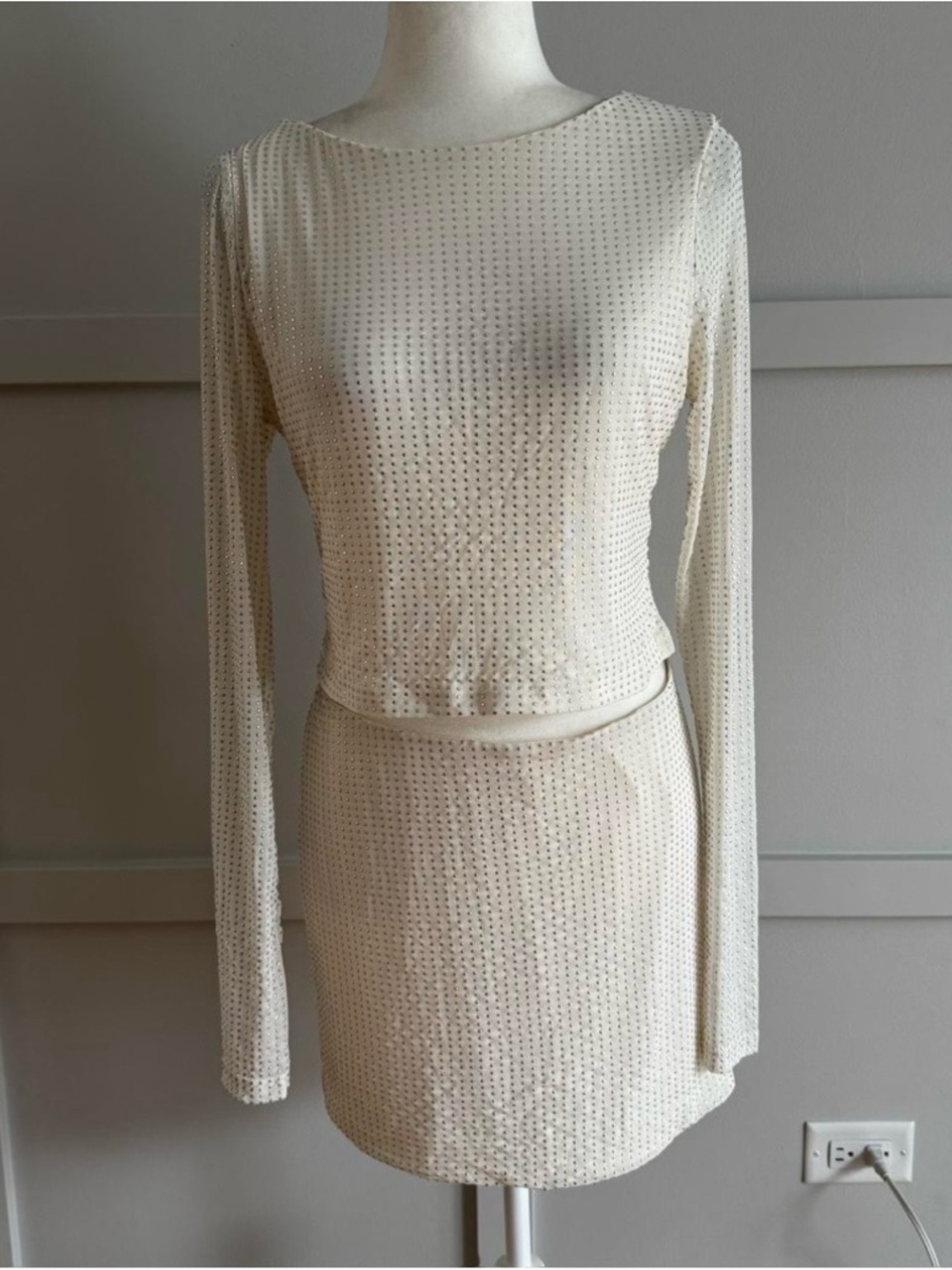 Sparkling White Rhinestone Two-Piece Set - Picture 3 of 7